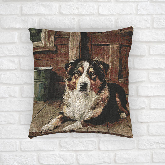 Australian Shepherd Woven Pillow | Loyal Dog Lover Home Décor | Heirloom-Quality Tapestry Cushion