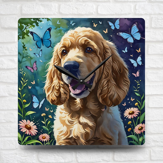 Cockapoo Wall Clock | Decorative Acrylic Dog Lover Gift | Watercolor Cockapoo Art for Any Room
