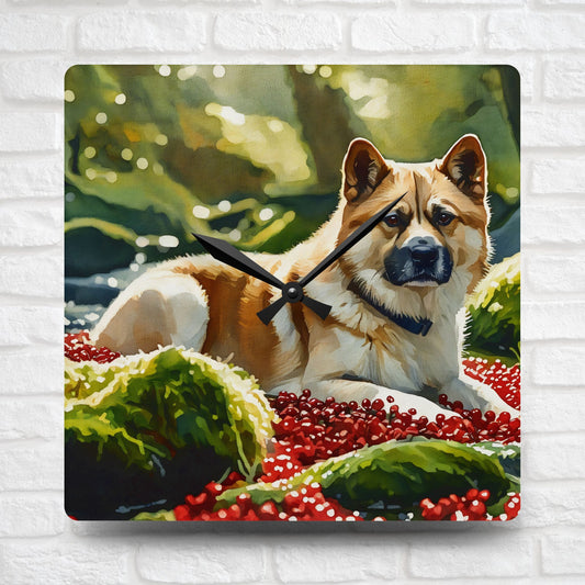 Akita Wall Clock | Loyal Dog Lover Gift | Watercolor Dog Art Home Décor