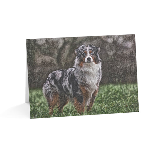 Miniature American Shepherd Greeting Cards – Energetic Dog Lover Stationery – Custom Mini American Shepherd Photo Art