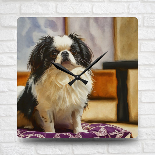 Japanese Chin Acrylic Wall Clock – Regal & Affectionate Dog Lover Home Décor