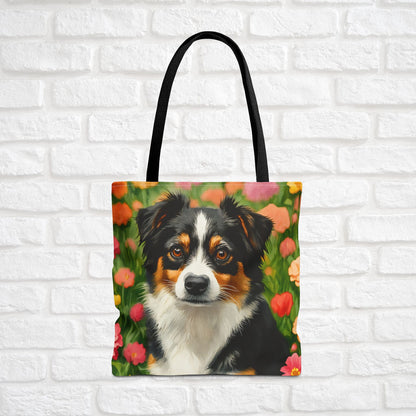 Miniature American Shepherd Tote Bag – Energetic Dog Lover Gift – Watercolor Mini American Shepherd Art