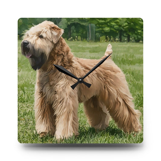 Soft-Coated Wheaten Terrier Wall Clock – Watercolor Dog Lover Home Décor