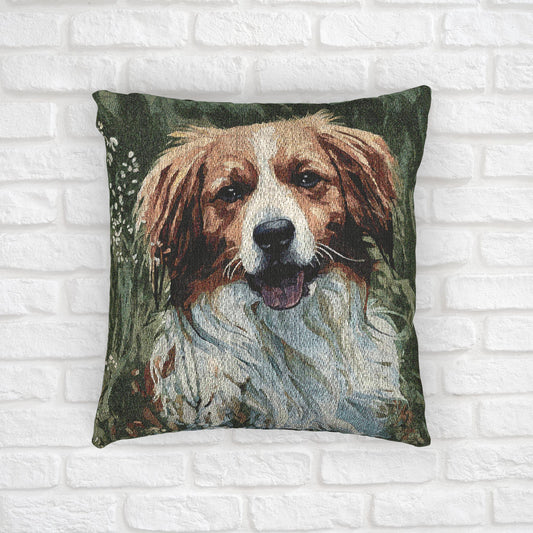 Kooikerhonde Woven Pillow | 17x18 Rare Dog Breed Décor | Cotton/Poly Blend