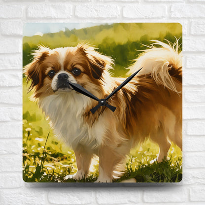 Tibetan Spaniel Wall Clock – Watercolor Dog Lover Gift