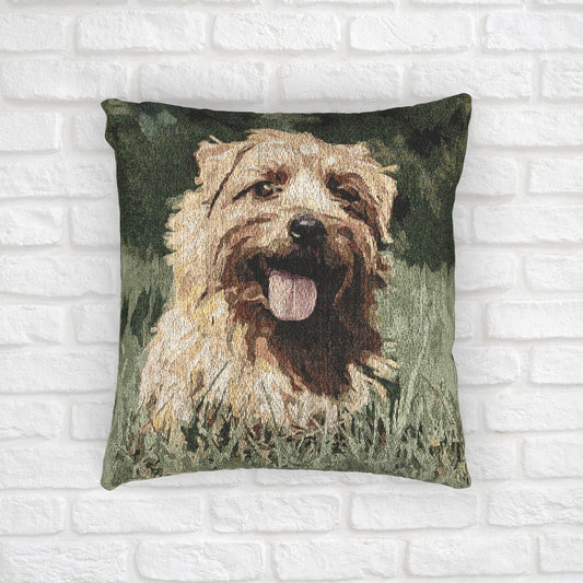 Norfolk Terrier Decorative Pillow – Adorable Dog Lover Home Décor – Woven 17” x 18” Watercolor Norfolk Terrier Art