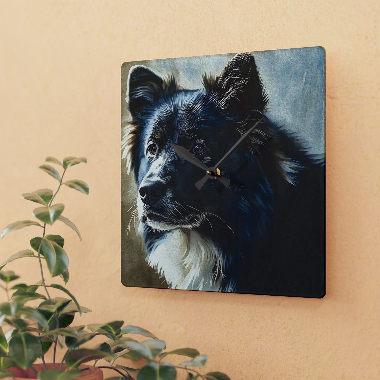 Karelian Bear Dog Acrylic Wall Clock – Brave & Loyal Dog Lover Home Décor