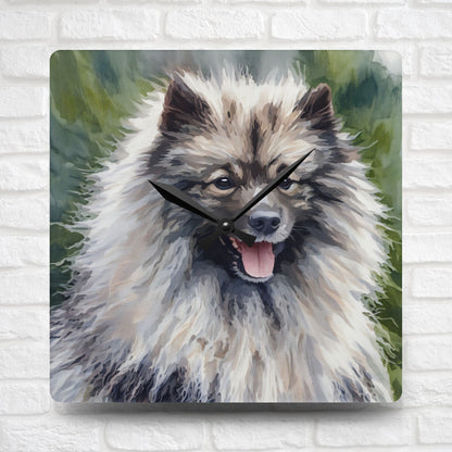 Keeshond Wall Clock | 10.75” Acrylic Dog Breed Home Décor