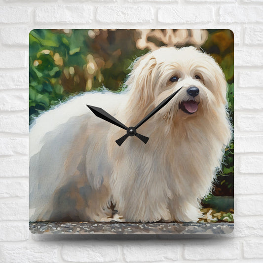 Coton de Tulear Acrylic Wall Clock – Adorable Watercolor Dog Lover Décor