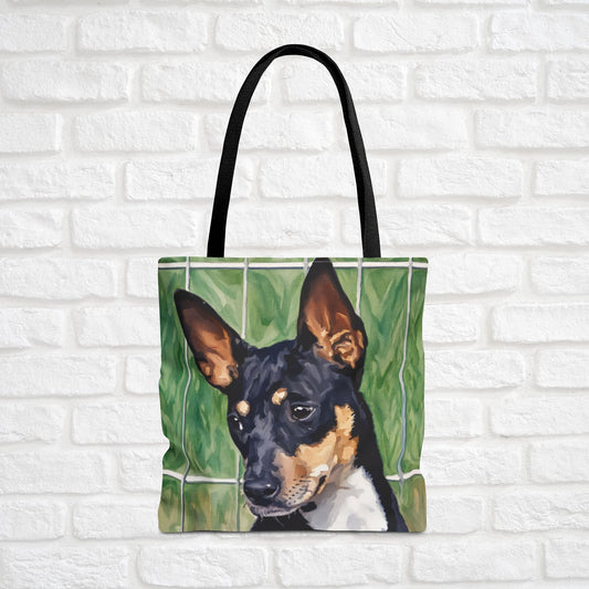 Rat Terrier Tote Bag – Energetic Dog Lover Gift – Watercolor Rat Terrier Art