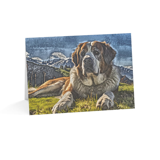 Saint Bernard Greeting Cards – Gentle Giant Dog Lover Stationery – Artistic Saint Bernard Design