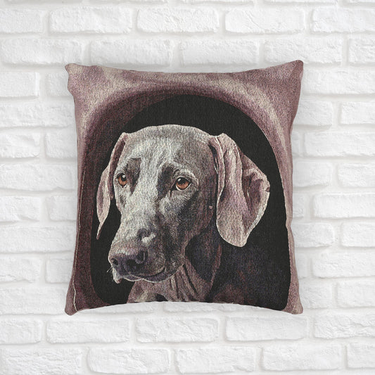 Weimaraner Woven Pillow – Elegant Dog Lover Home Décor – Sleek Sporting Breed Design