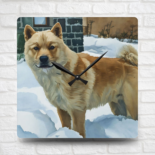 Hokkaido Dog Wall Clock | 10.75″ Acrylic Japanese Breed Home Décor