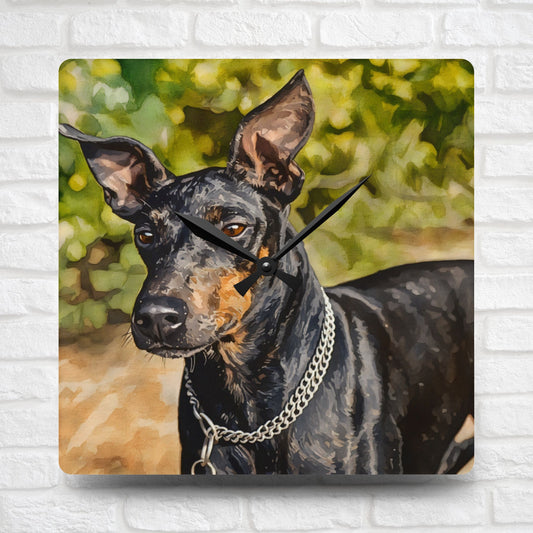 Manchester Terrier Wall Clock – Unique Dog Lover Gift – Watercolor Manchester Terrier Art