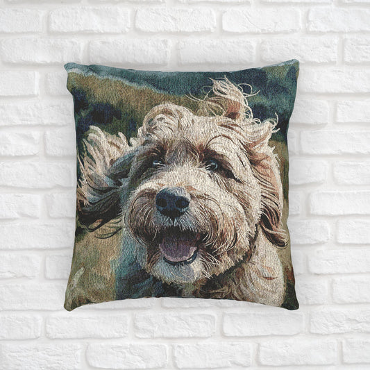 Sheepadoodle Woven Pillow | Elegant Tapestry Dog Lover Gift