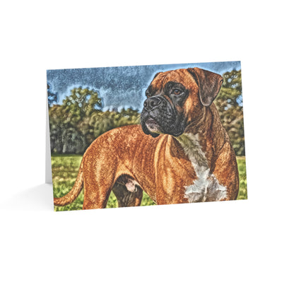 Boxer Greeting Card Set - Oil-Painted Dog Art | Blank Inside | Envelopes Included