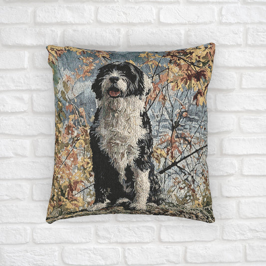 Portuguese Water Dog Decorative Pillow – Playful Dog Lover Home Décor – Watercolor PWD Art