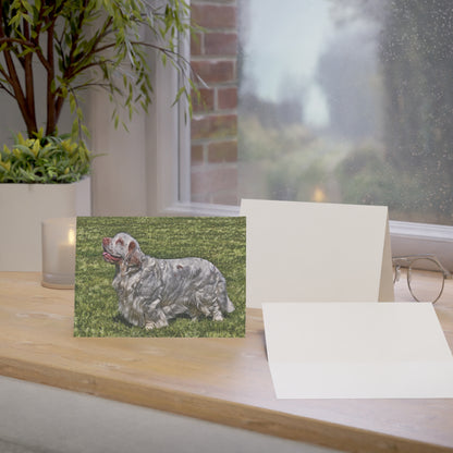 Clumber Spaniel Greeting Cards – Watercolor Dog Art Note Card Set with Envelopes