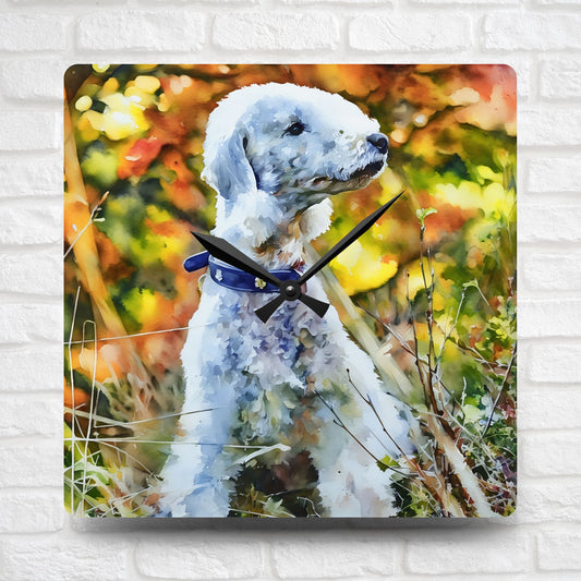 Bedlington Terrier Wall Clock | Dog Lover Gift | Watercolor Bedlington Terrier Art | Decorative Acrylic Clock
