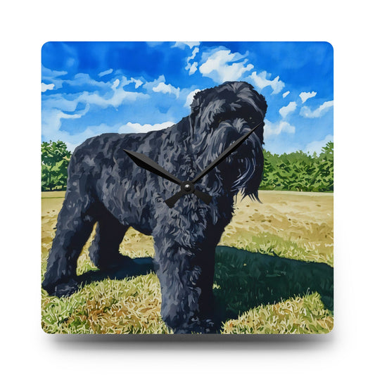 Black Russian Terrier Wall Clock | Dog Lover Gift | Decorative Acrylic Clock with Bold Terrier Art