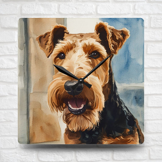 Airedale Terrier Wall Clock | King of Terriers Gift | Watercolor Dog Art Home Décor