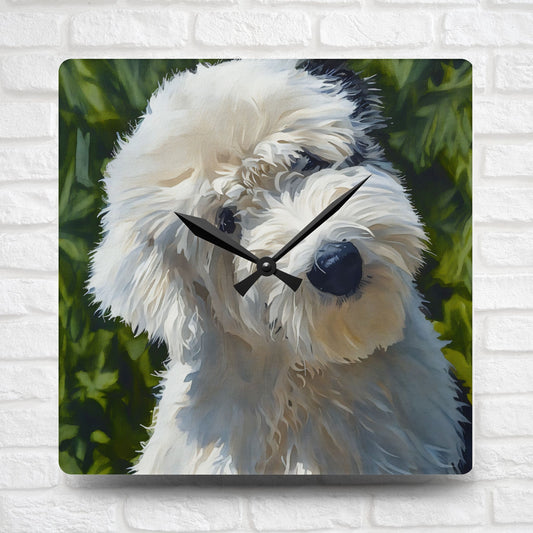 Old English Sheepdog Wall Clock – Gentle Giant Dog Lover Gift – Watercolor Old English Sheepdog Art