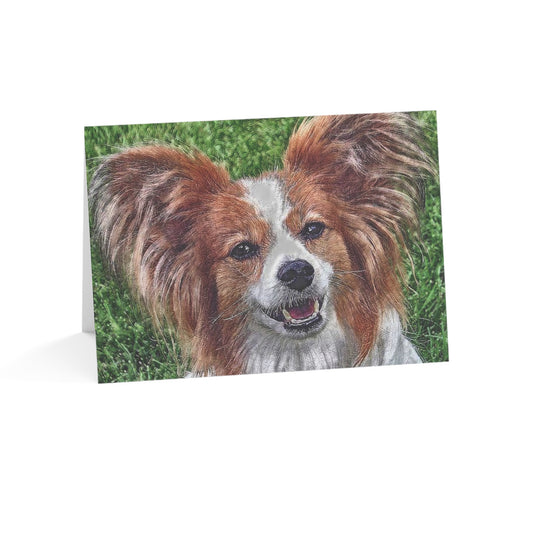 Papillon Greeting Cards – Elegant Butterfly Dog Lover Gift – Watercolor Papillon Art (Set of 10, 30, or 50)