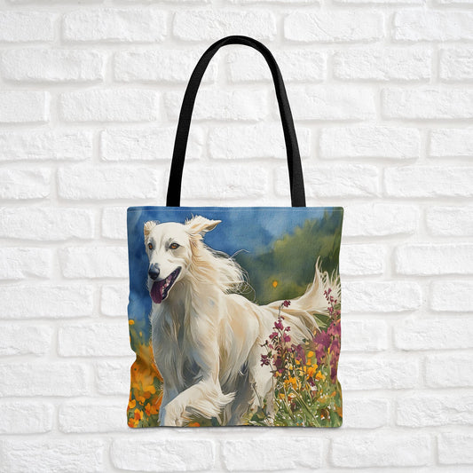 Borzoi Tote Bag | Dog Lover Gift | Stylish Reusable Canvas Bag with Elegant Borzoi Art
