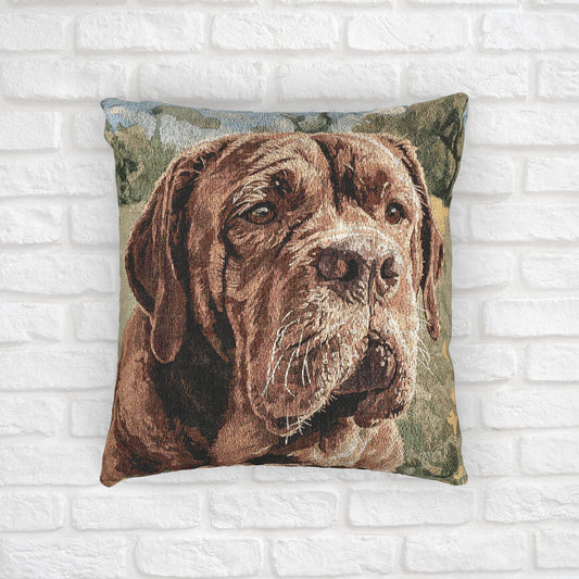 Dogue de Bordeaux Woven Pillow | Chic Dog Lover Home Décor | Heirloom-Quality Tapestry Cushion