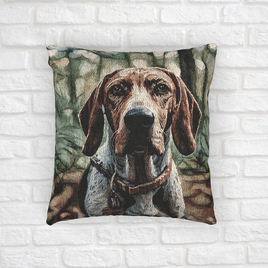 American English Coonhound Woven Pillow | Dog Lover Home Décor | Watercolor Dog Art Cushion
