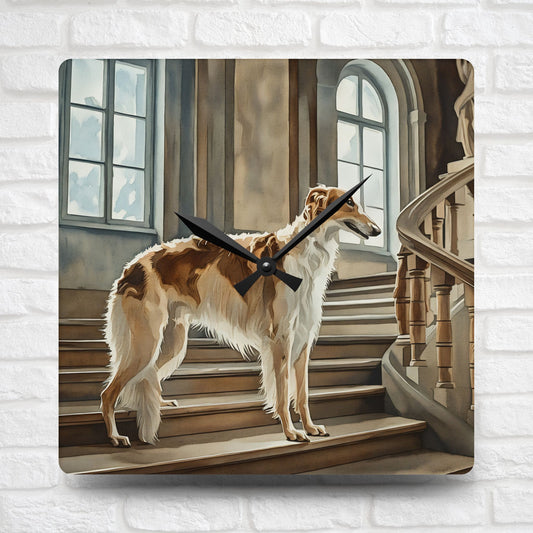 Borzoi Wall Clock | Dog Lover Gift | Decorative Acrylic Clock with Elegant Borzoi Art