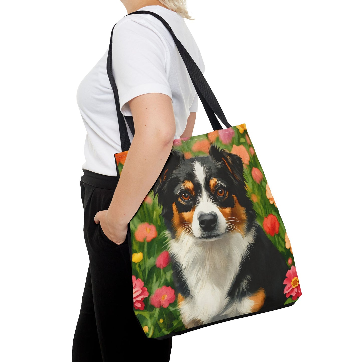 Miniature American Shepherd Tote Bag – Energetic Dog Lover Gift – Watercolor Mini American Shepherd Art