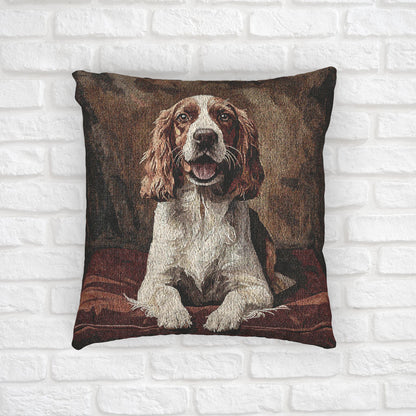 Brittany Pillow | Dog Lover Home Décor | Decorative Woven Throw Pillow