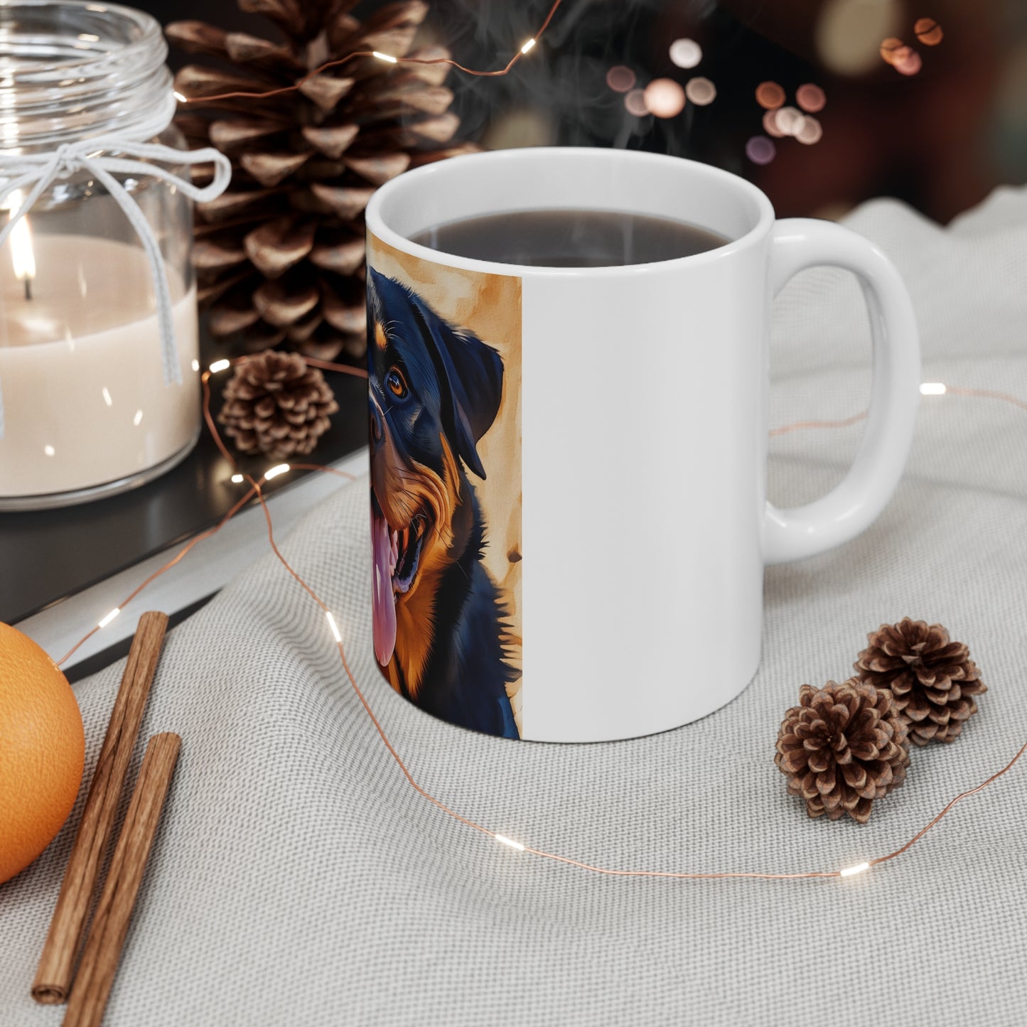 Rottweiler Coffee Mug – Watercolor Dog Headshot | Gift for Dog Lovers