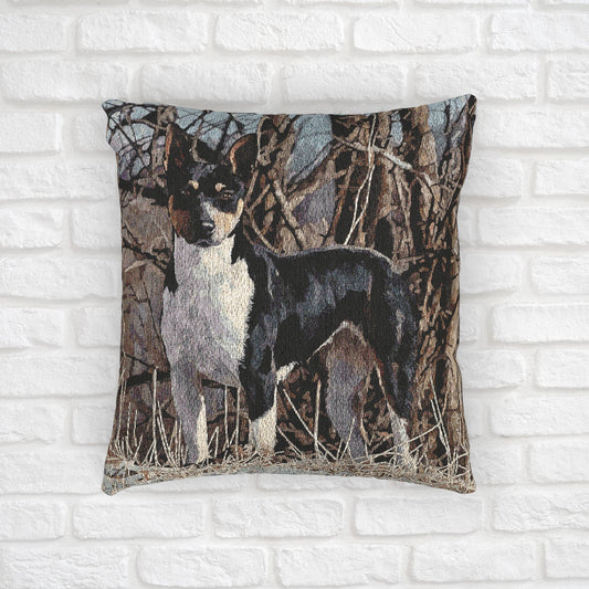 Rat Terrier Decorative Pillow – Energetic Dog Lover Home Décor – Watercolor Rat Terrier Art