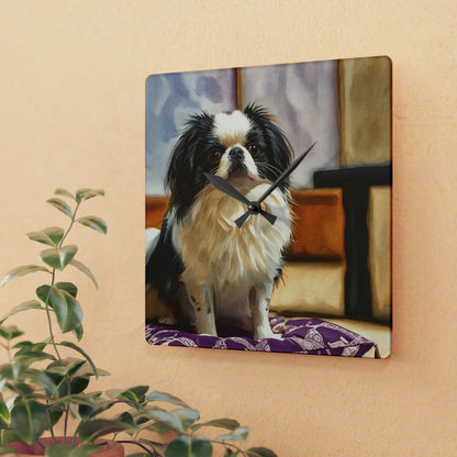 Japanese Chin Acrylic Wall Clock – Regal & Affectionate Dog Lover Home Décor