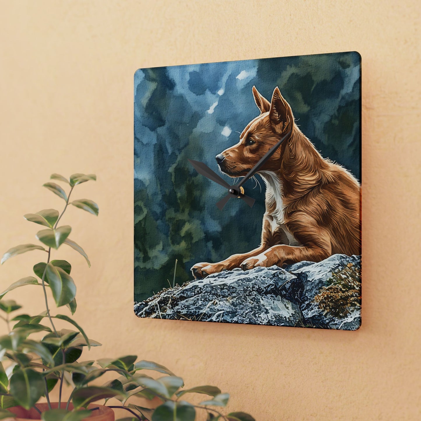 Carolina Dog Wall Clock | Dog Lover Gift | Decorative Acrylic Clock with Elegant Carolina Dog Art