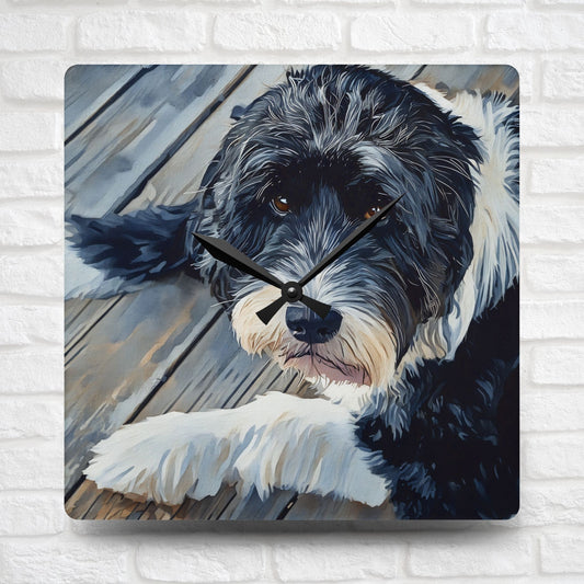 Portuguese Water Dog Wall Clock – Playful Dog Lover Gift – Watercolor PWD Art