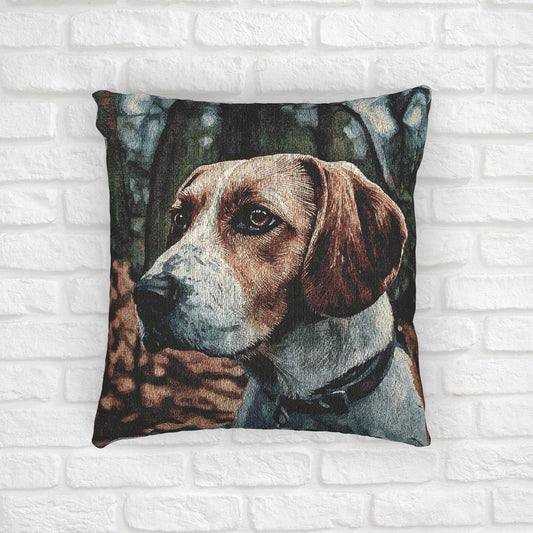 American Foxhound Woven Pillow | Dog Lover Home Décor | Watercolor Dog Art Cushion