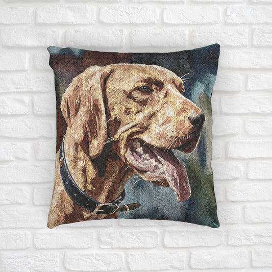 Vizsla Woven Pillow – Elegant Dog Lover Home Décor – Artistic Breed Portrait