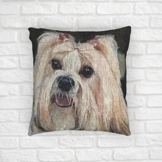 Lhasa Apso Woven Pillow | 17x18 Companion Dog Breed Home Décor