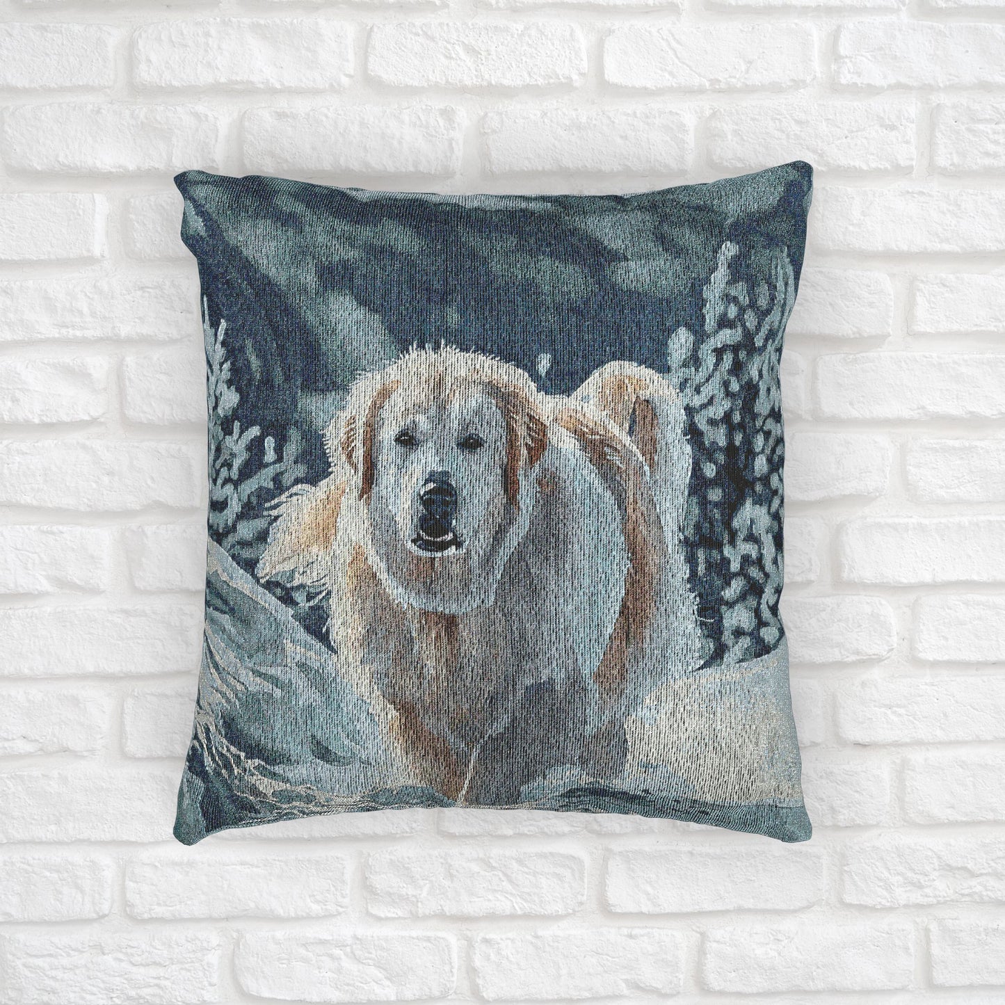 Great Pyrenees Woven Pillow – Watercolor Dog Lover Décor