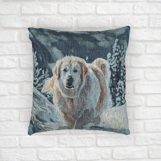 Great Pyrenees Woven Pillow – Watercolor Dog Lover Décor