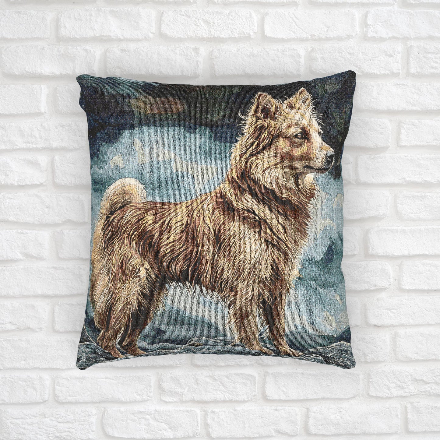 Icelandic Sheepdog Woven Pillow | 17″×18″ Nordic Dog Lover Home Décor