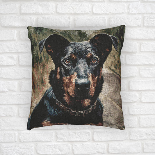 Beauceron Pillow | Woven Dog Lover Home Décor | 17x18 Cotton Blend Throw Pillow