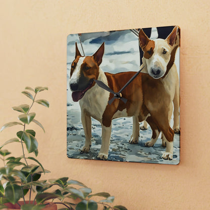 Miniature Bull Terrier Wall Clock – Bold Dog Lover Gift – Watercolor Mini Bull Terrier Art