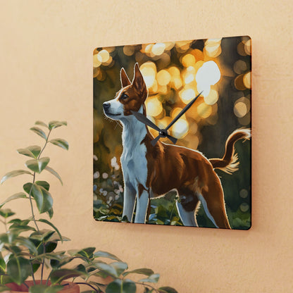 Basenji Wall Clock | Elegant Barkless Dog Gift | Decorative Acrylic Clock