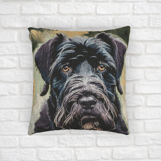 Giant Schnauzer Woven Pillow – Watercolor Dog Lover Décor