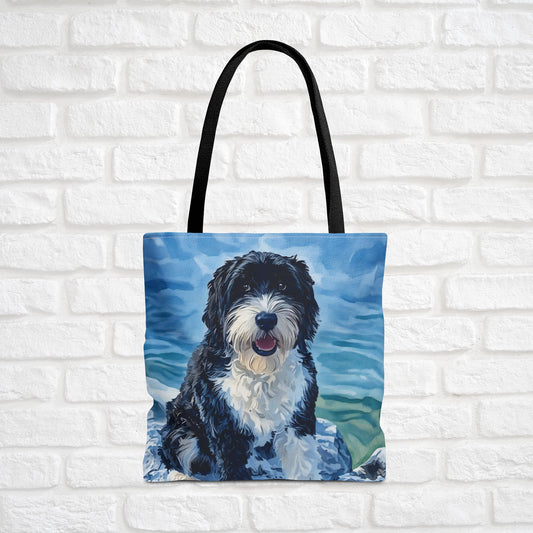 Portuguese Water Dog Tote Bag – Fun Dog Lover Gift – Watercolor PWD Art