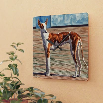 Ibizan Hound Wall Clock | Sleek 10.75″ Acrylic Sighthound Home Décor